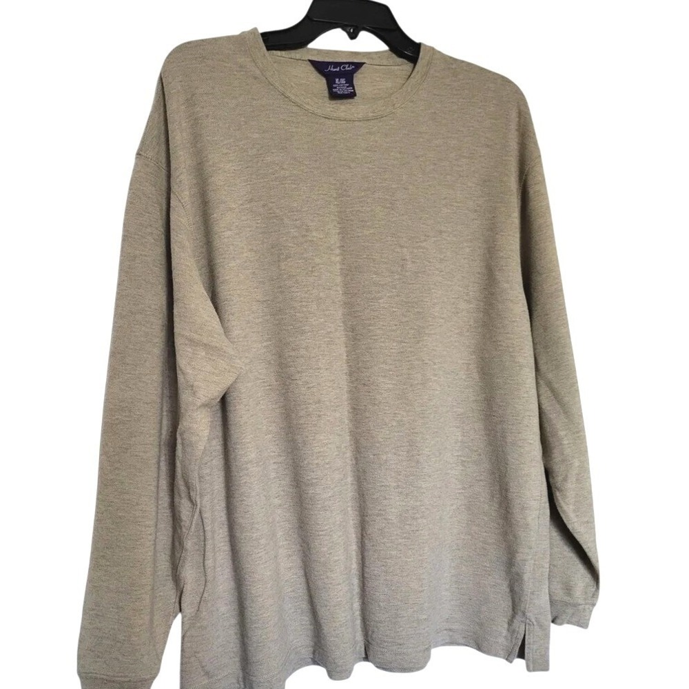 Hunt Club‎ Mens Tan Crewneck Long Sleeve Casual Cotton Classic Shirt XL Vintage